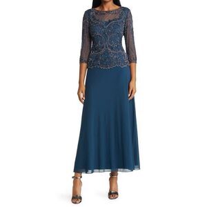 Pisaro Nights Beaded Mesh Mock Two-Piece Gown size 10
